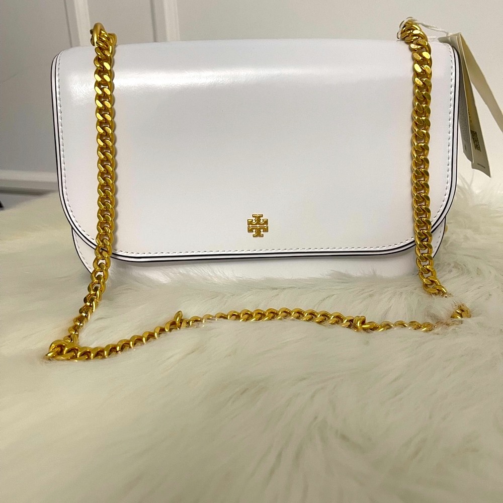 Tory Burch White Leather Crossbody Bag with Chain Strap - Picture 3 of 6